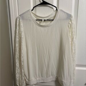 Elegant White Lace Sleeve Top